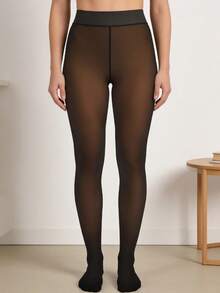 1pc 4-Color Maillard High Waist Sheer Tights, Elastic Tummy Control & Butt Lift, Versatile Full Foot Pantyhose For Commute And Date, Women's Base Layer - Multicolor - View 5
