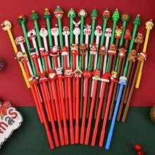Mixed Christmas Cartoon Gel Pens, Cute Santa Claus Design, Black Ink Ballpoint Pens, Suitable For Elementary School Students Stationery - Multicolor - View 4