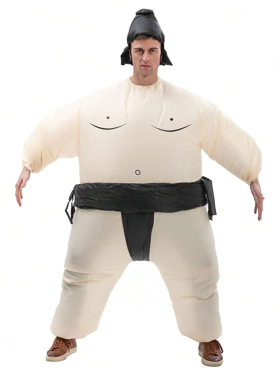 Halloween Christmas Party Sumo Inflatable Costume, Unisex Inflatable Costume, Holiday Personalized Outfit Inflatable Costume, Blower Included, Battery Not Included - Black Size S, Suitable for Height 0.9m-1.2m - View 1