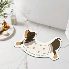 1pc Bathroom U-Shaped Rug, Cute Puppy Print Bath Mat, Artistic Contour Design, Toilet Front Decorative Carpet, Place At Shower Door, Easy-To-Clean Home Decor Rug, Enhances Home Experience. Soft Texture, Comfortable Foot Feel, Suitable For Bathroom, Sink Area, Entryway And More - Multicolor - View 6