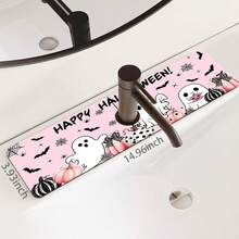 1pc Halloween Ghost Pattern Sink Faucet Water Absorbent Mat, Drainage Mat, Suitable For Kitchen, Bathroom Sink, Countertop, Drainage Mat, Diatomaceous Earth Material, Trimmable, Quick-Dry Mat - Multicolor - View 13