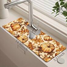 1pc Thanksgiving Pumpkin Pattern Design Rubber Faucet Splash Guard, Bathroom Faucet Splash Pad, Mud Guard, Moisture-Proof Non-Slip Faucet Mat, Kitchen Countertop Accessory. Protect Your Kitchen Countertop. - Multicolor - View 13
