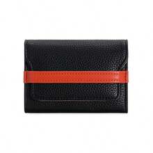 Pebbled Faux Leather Card Holder, ColorBlock Strap Multi-Card Case WithIndependent Coin Pocket - Multicolor - View 8