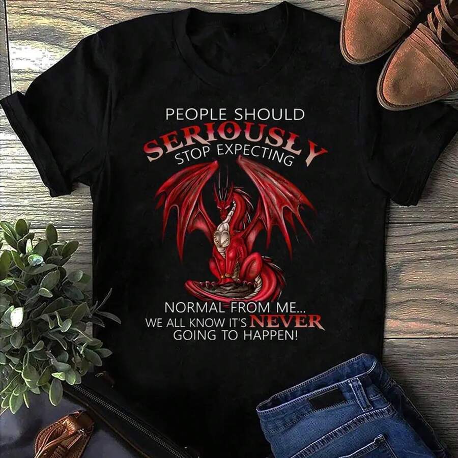 Dragon T-Shirt: Mythical Fantasy Graphic Tee, Dragon Lover Gift - 黑色 - 查看 1