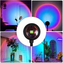 USB LED Sunset Lamp LED Rainbow Neon Light Night Light Projector Home Decor Atmosphere Light Bedroom Living Room Wall Gift Photography - Blue-violet Sunset - View 8