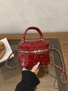 Lightweight Mini Chain Bag Quilted Handbag Bucket Bag Suitable For Girls, College Students And Office Workers - Burgundy - View 10