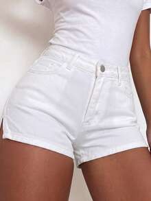 Summer New Versatile Distressed Vintage Denim Shorts, Skinny Sexy Shorts For Women - White - View 5