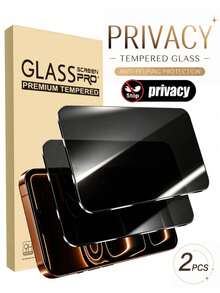 2pcs Privacy Anti-Peeping Tempered Glass Screen Protector, Compatible With IPhone 18Pro/18Pro Max/17/17Pro/17Promax/16 Promax/16/15/14/13/12/11/XS/X/XR, Anti-Peeping Anti-Scratch Anti-Shock Anti-Oil Anti-Fingerprint Coating - Black - View 40