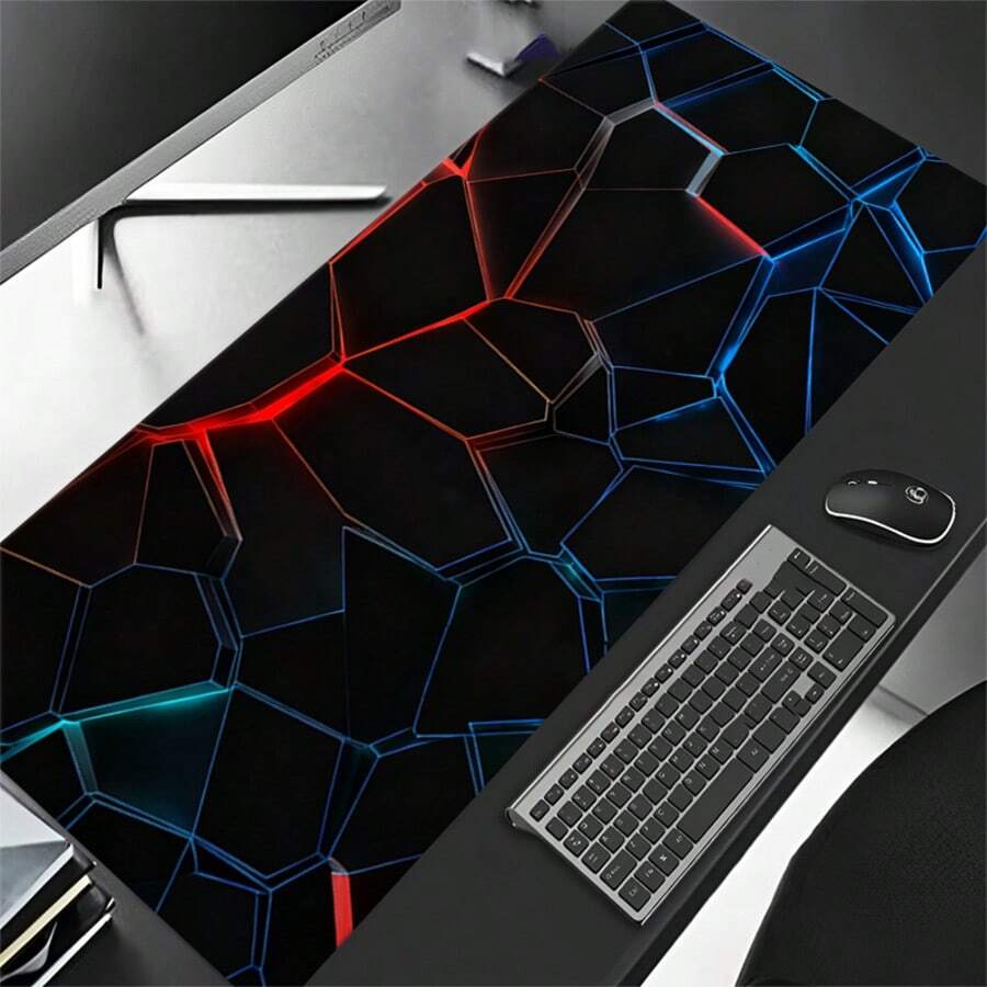 1 Pc Large Gaming Mouse Pad, XXL Strata Liquid Desk Mat, Non-Slip Rubber Base Game Mouse Mat, Computer Keyboard Mats Pad, Big Mousepad, Black Line Cool Large Mousepad, For Home Office Gaming Desktop Working - View 1