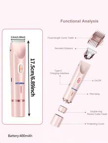HYUNDAI Alat Cukur Listrik Multifungsi 2-in-1 dengan Dua Kepala, Epilator Listrik Portabel, Alat Cukur Listrik Serbaguna untuk Wajah, Ketiak, dan Area Lainnya untuk Wanita - View 6