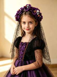 Halloween Flower Skull Hairband - Spider Web Headband For Party Hair Accessories - Multicolor - View 2