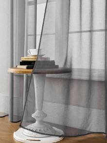 1pc Transparent Sheer Curtain, 84 Inches Length – Home Decor, With Perforated Design, Lightweight And Breathable, Elegant Style, Suitable For Bedroom/Living Room, With Light Filtering Function (1 Panel, 52 Inches Wide, 84 Inches Long) - Dark Grey - View 2
