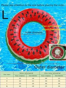 Inflatable Swim Ring, PVC Inflatable Swim Ring, Universal Arm Float, Including Green, Pink, Donut Shape, Watermelon Shape, Suitable For Summer Water Sports - Multicolor - View 11