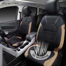 4pcs Multi-Color PU Leather & Sandwich Mesh Car Seat Covers, Breathable Mesh And PU Leather Material, Suitable For Sedan, SUV, Truck, Breathable, Airbag Compatible - Sandwich Mesh - View 15