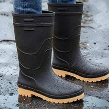 Botas de Lluvia Altas Antideslizantes para Hombre - Construcción Duradera en PVC, Botas de Senderismo y Pesca Todo-Tiempo con Forro de Tela y Plantilla Acolchada para Trabajo y Uso Diario - NgCamel - Ver 2