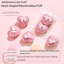 1/2pcs Heart Bow Cotton Candy Makeup Sponge, Dual-Use Dry & Wet Cushion BB Cream Foundation Applicator - Multicolor - View 6