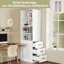 =N880P3183334W Libreria extra-stretta alta 180 cm con cassetti laterali - ripiani regolabili, intercambiabili a destra e a sinistra, adatta a spazi ridotti - libreria, mobile alto per soggiorno - 1 - Visualizzare 6
