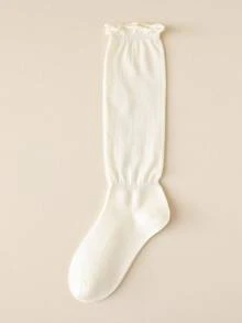 1/3 Pairs Anti-Slip Boneless Socks For Girls, Ankle-Length Red Rolled-Edge Slouch Socks, Cotton Solid Color Long Tube Socks, Korean Style - Multicolor - View 10