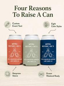 Custom Text Can Cooler For Bachelor Party, Brews Before I Do's Cheers Design, Neoprene Drink Sleeve For Groom Weekend And Groomsman Gifts - Multicolor - View 9