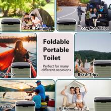 Crystals 24L Portable Folding Camping Toilet - Heavy Duty Foldable Commode For Outdoor & Emergency Use - Green - View 7