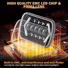 1Pc 12.7X17.78cm 17.78X15.24cm Rectangle LED Headlights Universal Hi-Lo Beam LED DRL Turn Signals For YJ 86-95 XJ 84-01 - A - View 5