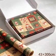 1 Roll 43cm*3M Kraft Wrapping Paper, Red Green Brown, Animal Pattern, Rich Color And Clear Printing, Thick Paper Not Easy To Tear, Smooth Cutting And Easy To Operate, Suitable For Birthday Gift Wrapping, Party Favors, Christmas Gift Wrapping And More - View 4