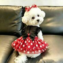 Cute Polka Dot Pet Princess Dress, Breathable Mesh Dog Dress With Bow Decor, Exquisite Puppy Tutu Dress, Suitable For Small Cats And Dogs, Spring/Autumn Fashion Pet Apparel - Multicolor - View 3
