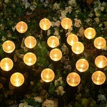 Cozy Cottagecore Textured Bubbled Glass Solar Pathway Stake Lights Waterproof Warm Glow Outdoor Garden Patio Lawn Decoration - Black - View 3
