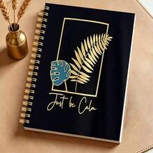 1PC Spiral Notebooks Gold Fern Leaf Blue Turtle Leaf Pattern Notebook Simple Hand Account Classroom Notes Office Meeting Records Portable Notebook, Suitable For Professionals, Students And Office Use - Perfect Gift Choice - 1 - View 1