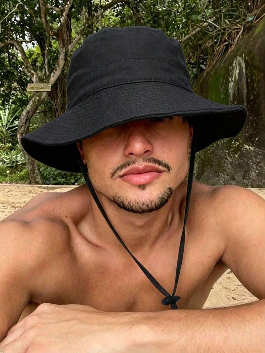 1件純色抽繩水桶帽,輕量時尚遮陽帽,提供夏季防紫外線保護,非常適合在海灘佩戴 - 彩色 - 查看 1