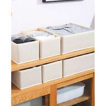 Reinforced Non-Woven Fabric Laundry Board Storage Box, Drawer Organizer Box, Closet Folding Storage Box, Underwear Storage Box, Desktop Miscellaneous Items Organizer Box - Beige - View 13