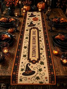 1pc Wedding Table Runner, Personalized Surname Logo, Custom Linen Wedding Banner, Sweetheart Table Decor, Wedding Reception Gift - Multicolor - View 3