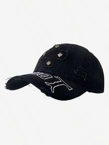 1 mũ lưỡi trai baseball vintage thời trang unisex thêu chữ, đính đinh tán hình chữ thập, phù hợp cho hoạt động ngoài trời, đi chơi và mặc hằng ngày - đinh tán - Xem 4