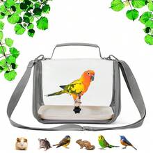 Breathable Small Pet Carrier Bag, Portable Bird Travel Cage For Parrot, Budgie, Hamster, Lizard, Pigeon, Transparent Full View Outdoor Carry Bag - Grey - View 4