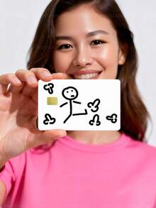 1pc Funny Stickman Official Credit Card Sticker Privacy Protection Card Skin, Funny Prank Holiday Gift PVC Material Anti-Fingerprint Anti-Scratch Wear-Resistant Card Sleeve Skin, Suitable For Chip Cards, Bank Cards, Credit Cards, Transit Cards, Student Campus Cards Personalized DIY - Multicolor - View 1