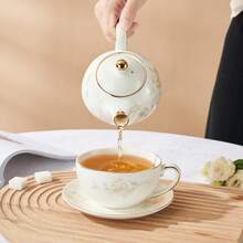 YOLIFE 1 Set Floral Ceramic Teapot And Teacup Set, 1 Teapot And 1 Cup With Saucer, Mother-Daughter Teapot, British Afternoon Tea Set, Suitable For One Person Tea Drinking, Suitable For Coffee, Tea And Various Beverages, Suitable For Afternoon Tea, Home Daily Use, Gift Set - Multicolor - View 8