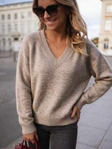 SEREN Women's New All-Match V-Neck Knit Sweater, Loose Slouchy Versatile Base Layer For Autumn/Winter, Suitable For Daily Commute Wear - Yan - View 6