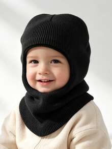 1pc Infant/Toddler Solid Color Cute Knit Hat, Suitable For Autumn/Winter, Warm And Casual, Balaclava Hat For Outdoor & Daily Use - 1PC - View 7