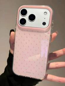 Cute Pink Polka Dot Pattern Glossy Jelly Phone Case, Compatible With IPhone 17 Pro Max 16 Pro Max 17 16 15 14 13 12 Pro Max 11, Cute Shockproof Soft Shell Back Cover - Baby Pink - View 2