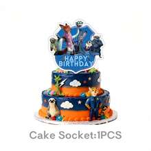 BUTTBILL Theme Cartoon Birthday Banner & Cake Topper Set, Judy Hopps Rabbit & Nick Wilde Fox Birthday Party Decorations - Multicolor - View 4