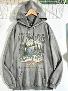 90s National Parks Unisex Sweatshirt Granola Girl Shirt Respect    Local Wildlife Pullover Hiking Camping Clothes Wanderlust Shirt - 灰色3 - 查看 2