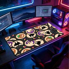 1pc Extra Large Extended Cartoon Halloween Cookie Black Cat Pumpkin Candy Full Print Mouse Pad, With Non-Slip Rubber Base And Stitched Edge Soft Fabric Keyboard Mat. Playful Quirky Lively Holiday Aesthetic With Non-Slip Rubber Base And Stitched Edge Soft Fabric Keyboard Mat, Suitable For Gaming, Home Office And Study Scenes. - View 10