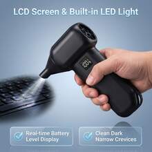Snow Blower And Brushless Turbo Air Duster, 9000000RPH, 79m/S Wind Speed, 3-Speed LCD Display, High-Brightness Focused LED, Dual 4000mAh Batteries, 15-105 Minutes Runtime, 3-Hour Type-C Charging, Suitable For BBQ, Car, Computer And Home Cleaning Complete Tool Set - Black - View 5