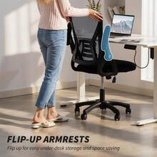 Mesh Office Chair With Foldable Backrest - Light On-Site - Black + Mesh - View 5