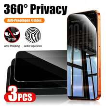 Yezodawee 3片裝 360°隱私螢幕保護貼，鋼化玻璃防偷窺膜，相容 iPhone 18 Pro Max 17 Pro Max/17 Pro/17 Air/17/16 Pro 6.3"，全覆蓋頂部底部左右四向隱私防護，相容 Face ID，防刮，全方位防偷窺螢幕保護貼 - Black 3Pcs - 查看 41