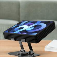 New Carbon Steel Tablet Stand 360° Height Adjustable Rotating Folding Portable Metal Stand - A - View 4