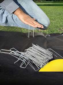 50pcs Landscape Stakes And Washers Set, Garden Stakes Made Of Galvanized Steel, Heavy Duty U-Shaped Lawn Nails, Suitable For Ground Cover, Orchard, Yard And Tent. - Garden U-shaped Ground Stakes - View 8