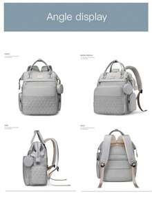 Tas Popok Ransel, Tas Perlengkapan Bayi untuk Perjalanan, Tas Bayi Kapasitas Besar untuk Kebutuhan Perjalanan dengan Alas Anti Air, Tali Pengikat Stroller dan Kotak Empeng, Unisex, Warna Polos - MultiWarna - View 5