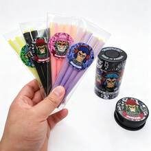Creative Pattern Rolling Tray Set, Includes 18*14cm Metal Tray, 60mm Grinder, Large Size Rolling Papers (8pcs/Box) And Vacuum Jar. Convenient For Travel, Easy To Use. Home Tools & Party Supplies. Halloween Gift. Christmas Gift. - Multicolor - View 6