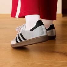 Adidas SAMBA OG "T-Head" Classic Rhinestone Skate Shoes, Training Shoes, White Sneakers IH9055 - Light Grey - View 5